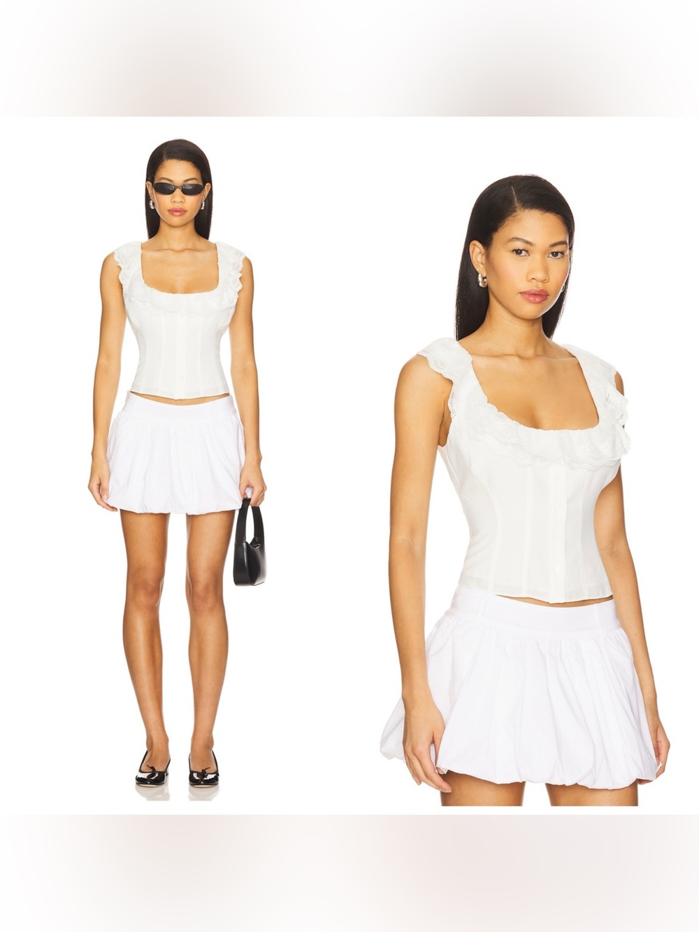 NWT GUZIO Paloma Lace top in White